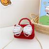 Adorable Girl's Bowknot Coin Purse Charming Pearl Handbag Trendy Chain Shoulder Bag