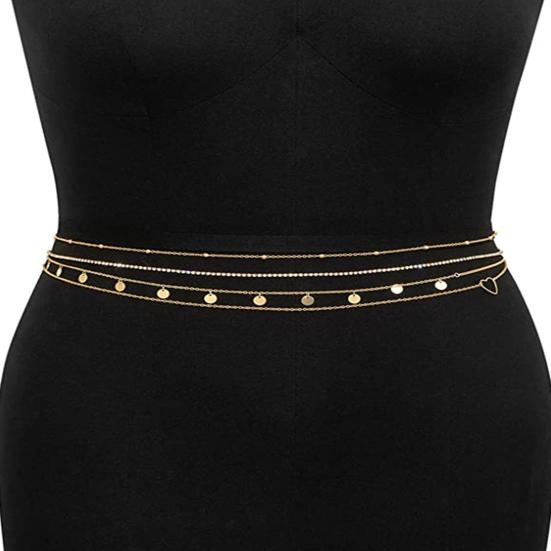 4 шт. цепочки на талию, четыре слоя, круглый кулон, ювелирные изделия, сексуальная тонкая цепочка, цепочка на живот для