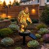 Elf Garden Solar Light Dragon Gorilla Statue Light, Gothic Medieval Resin Outdoor Lantern Sculpture, Powered Courtyard Lamp Fantasy Decor for