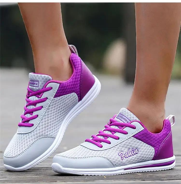 Fashion Breathable Sneakers For Women 2025 New Fashion Solid Color Soft Women Sneakers Mesh Fabric Lace Up Woman Shoes Female Footwear