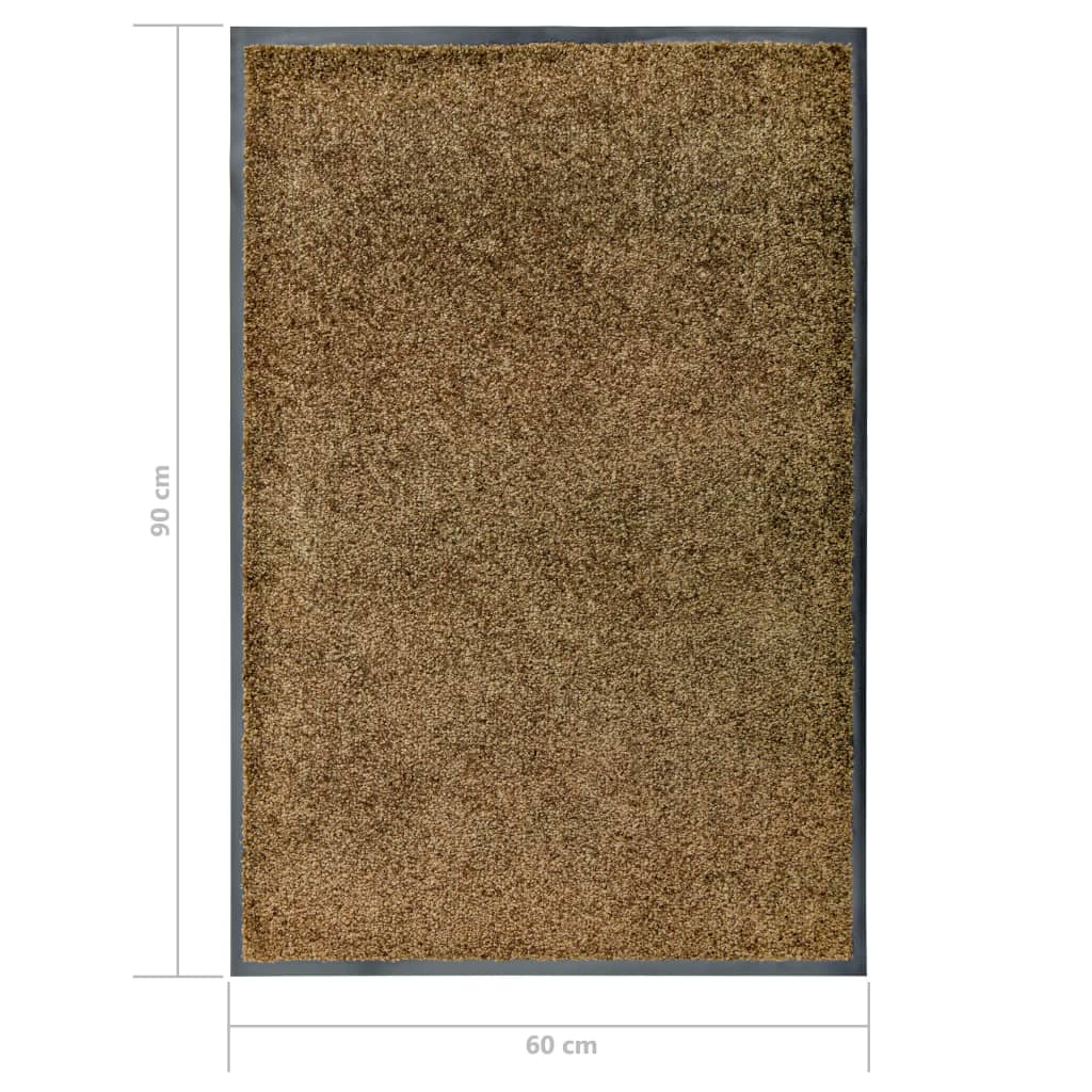 vidaXL Fußmatte Waschbar Braun 60x90 cm