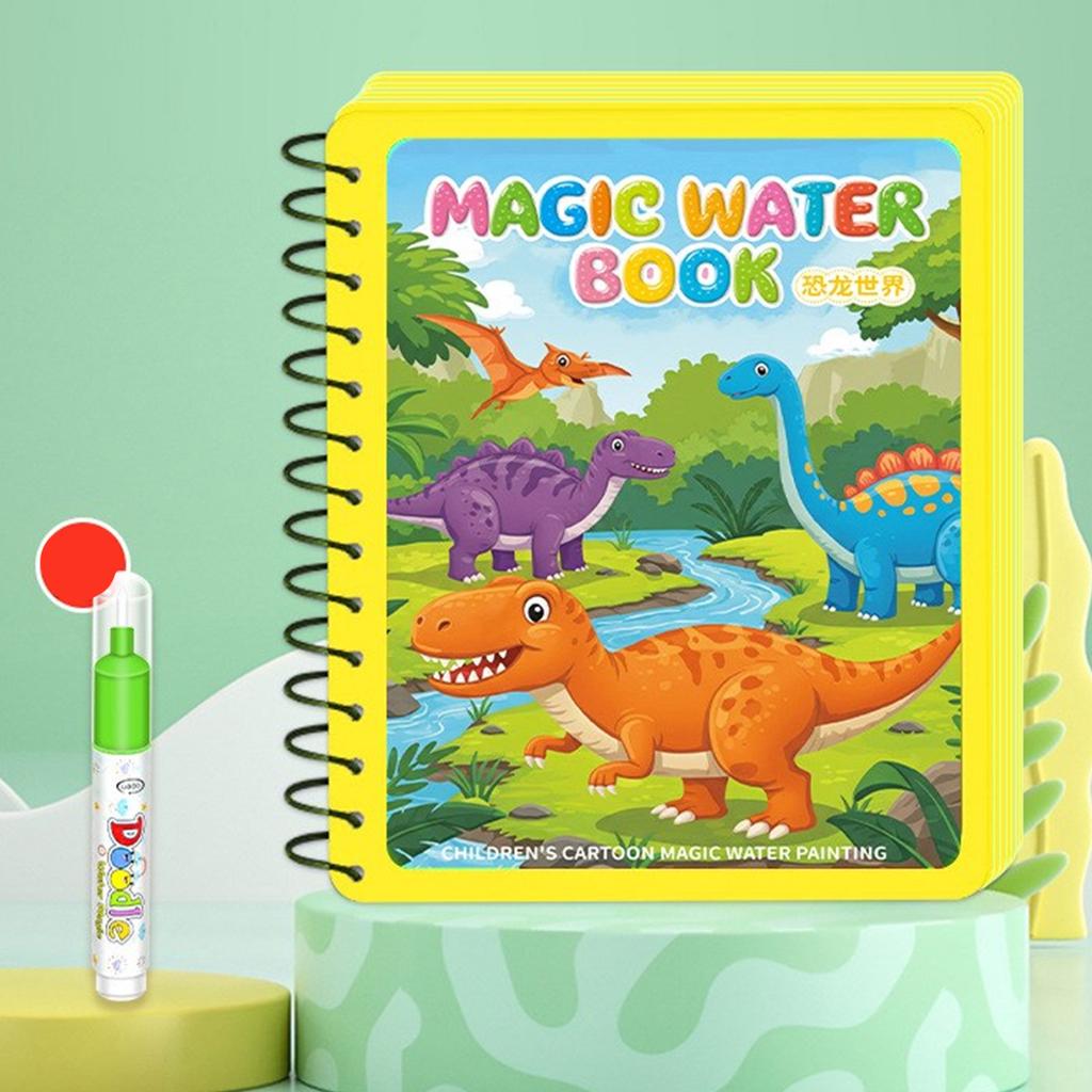 Children Early Educational Water Drawing Book and Water Pen Set Reusable Cartoon Coloring Magic Book for Kids Travel Use