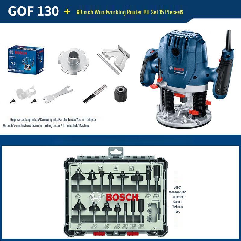 Bosch GOF130 Wood Router and Trimmer CN plug (adapter included)
