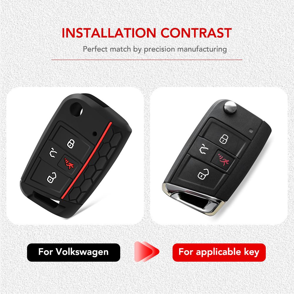 Silicone Car Remote Key Cover Case For Volkswagen VW Golf 7 Tiguan Alltrack Sportwagen Atlas POLO Skoda Octavia