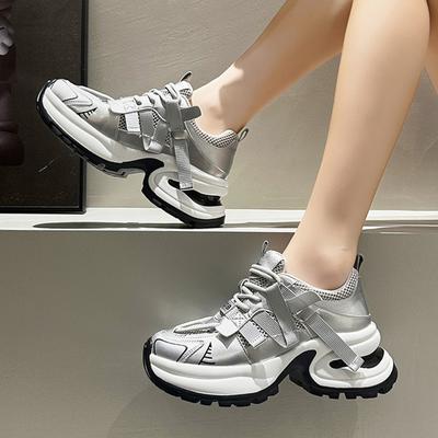 2024 Новые женские кроссовки из натуральной кожи на толстой подошве, повседневная обувь с сеткой, женские спортивные кроссовки, теннисные женские кроссовки 35-40