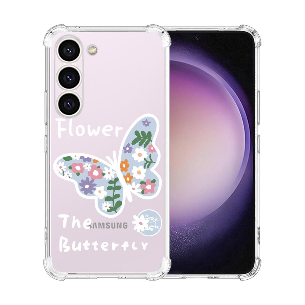 Чехол для Samsung Galaxy S24 Ultra Подушка безопасности ТПУ Расписной Бабочки Цветы - Идеальная посадка