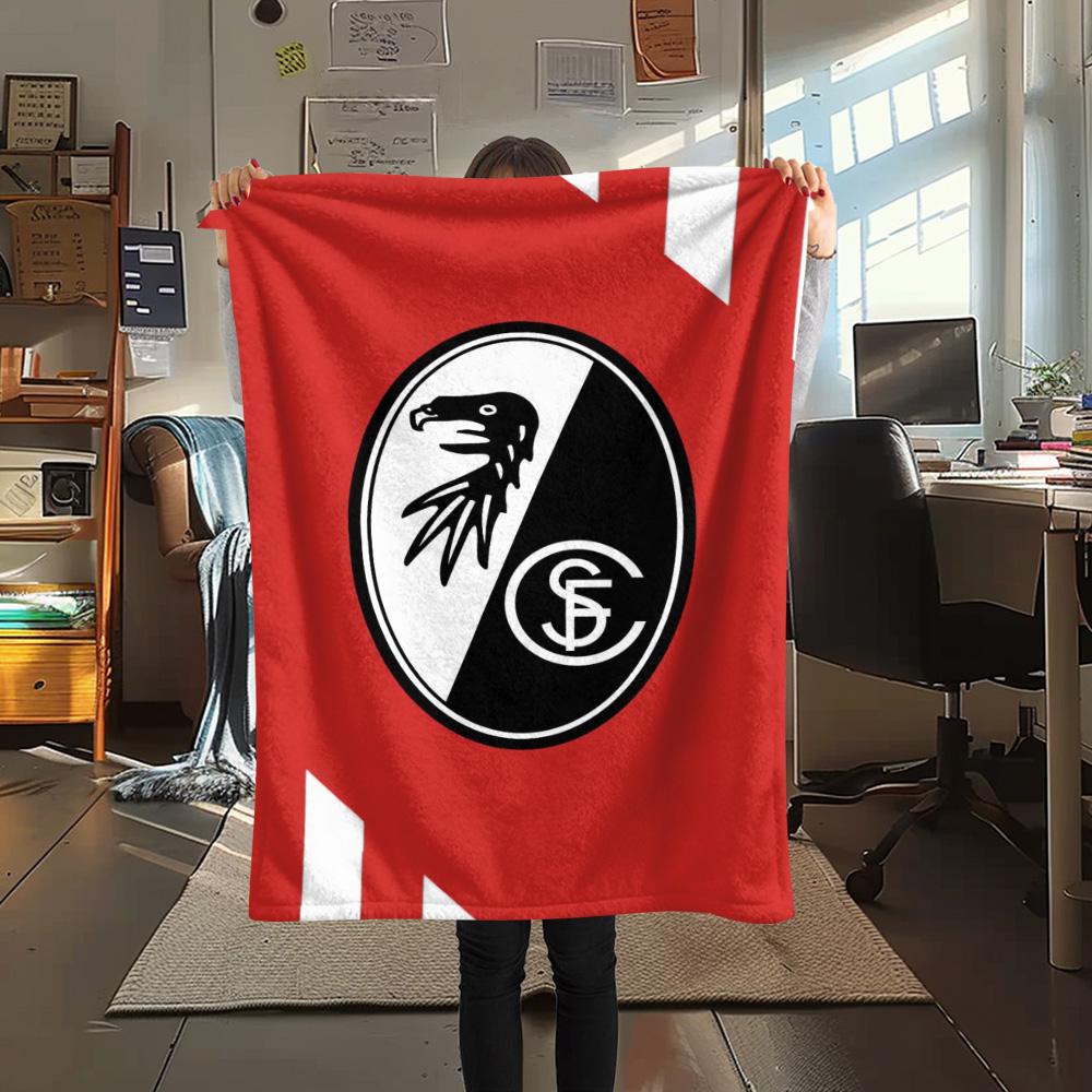 1Pc SC Freiburg Print Flannel Blanket High Quality Warm Comfortable Cover for All Seasons Perfect for Gifts Home Decor