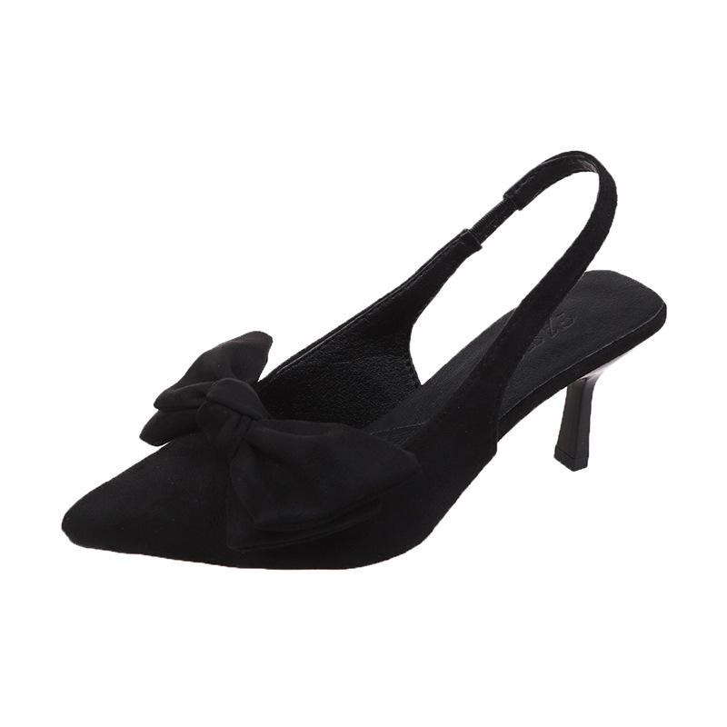 Мода 2024 летние сандалии с бантом женские туфли на высоком каблуке с острым носком модные босоножки Baotou с тонким ремешком элегантные женские туфли