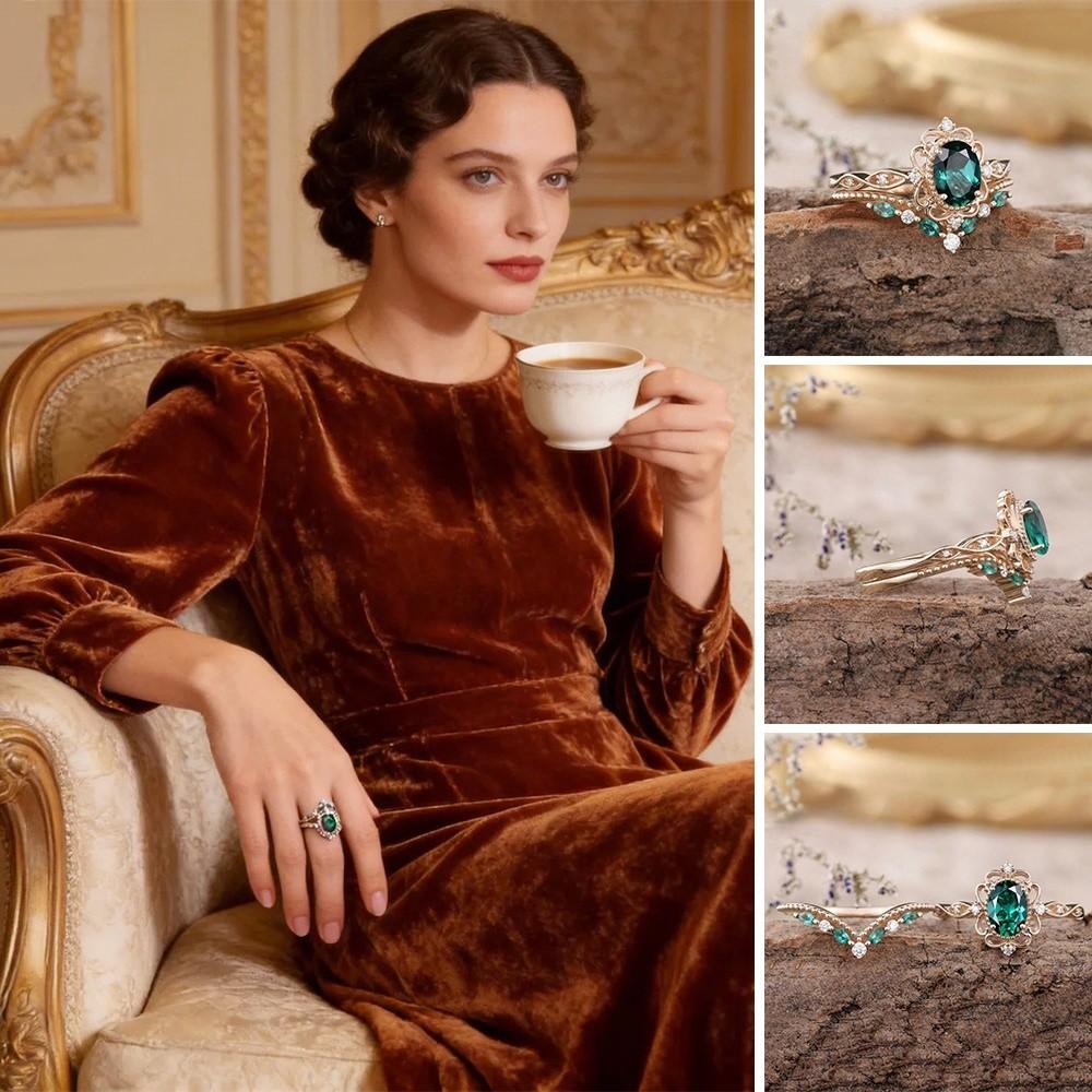 Jewelry Accessories Zircon Rings Green Crystal Rings New Finger Ring Women