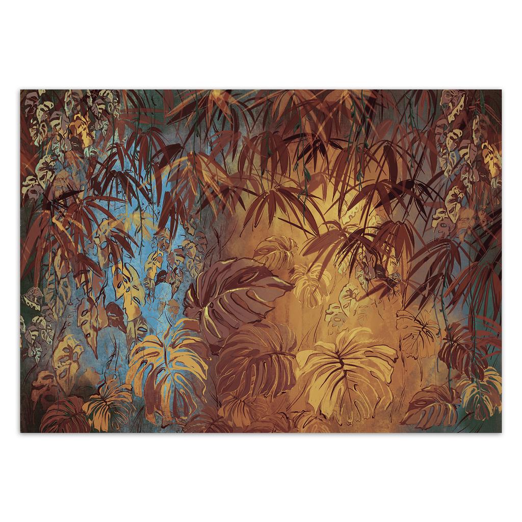 Wallpaper Painted Tropical Jungle Leaves