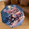 1PC Christmas, Deer Automatic Open/Close Umbrella with Windproof, 8-Rib Sturdy Canopy, Durable Ribs, Fashionable Design, Outdoor Accessory, Fun Prin,