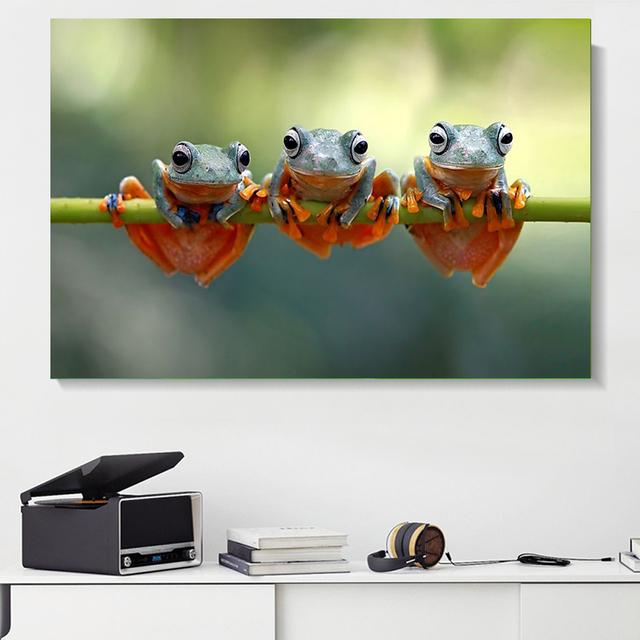 Картина на холсте с животными, древесная лягушка, смеющиеся постеры и принты, пейзаж, настенные художественные фотографии для гостиной, домашний декор, без рамки