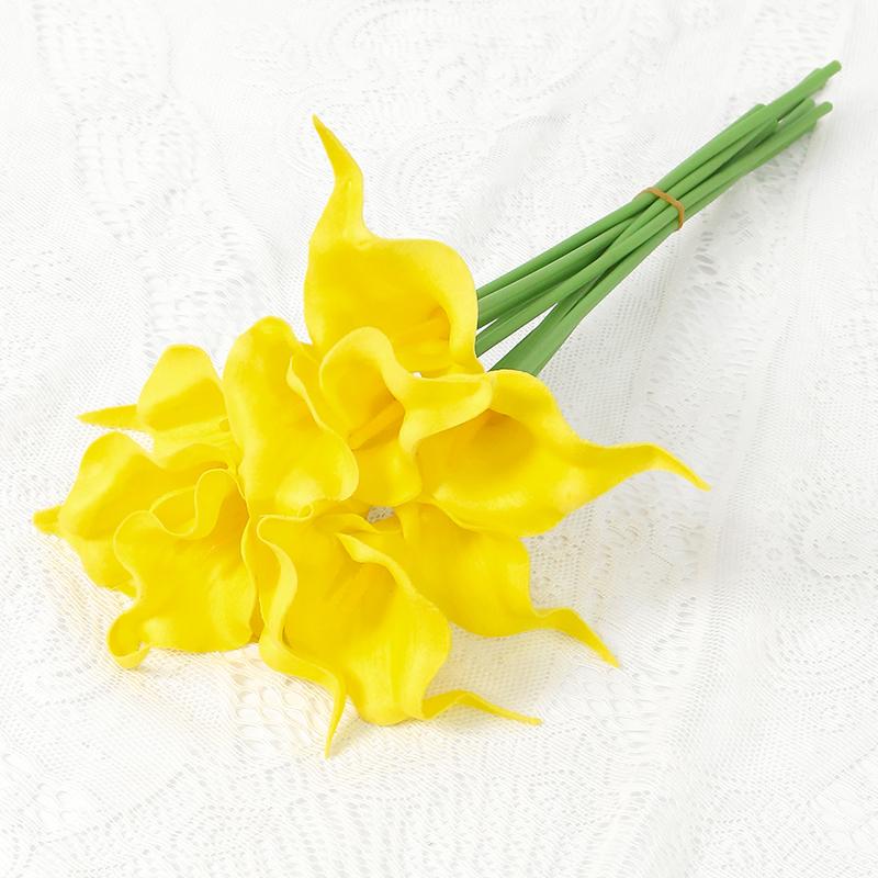 2/5Pieces Real Touch Calla Lily Artificial Flowers White Wedding Bouquet Bridal Shower Party Home Flower Decoration Fake Flowers