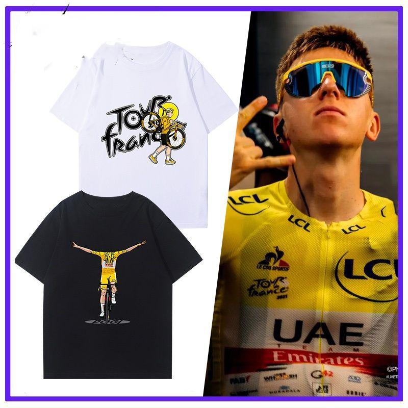 Cycling Tour De France Pogacha Tshirt Summer Fashion Round Collar Road Bike Loose Cotton Casual Short Sleeved Men And Women