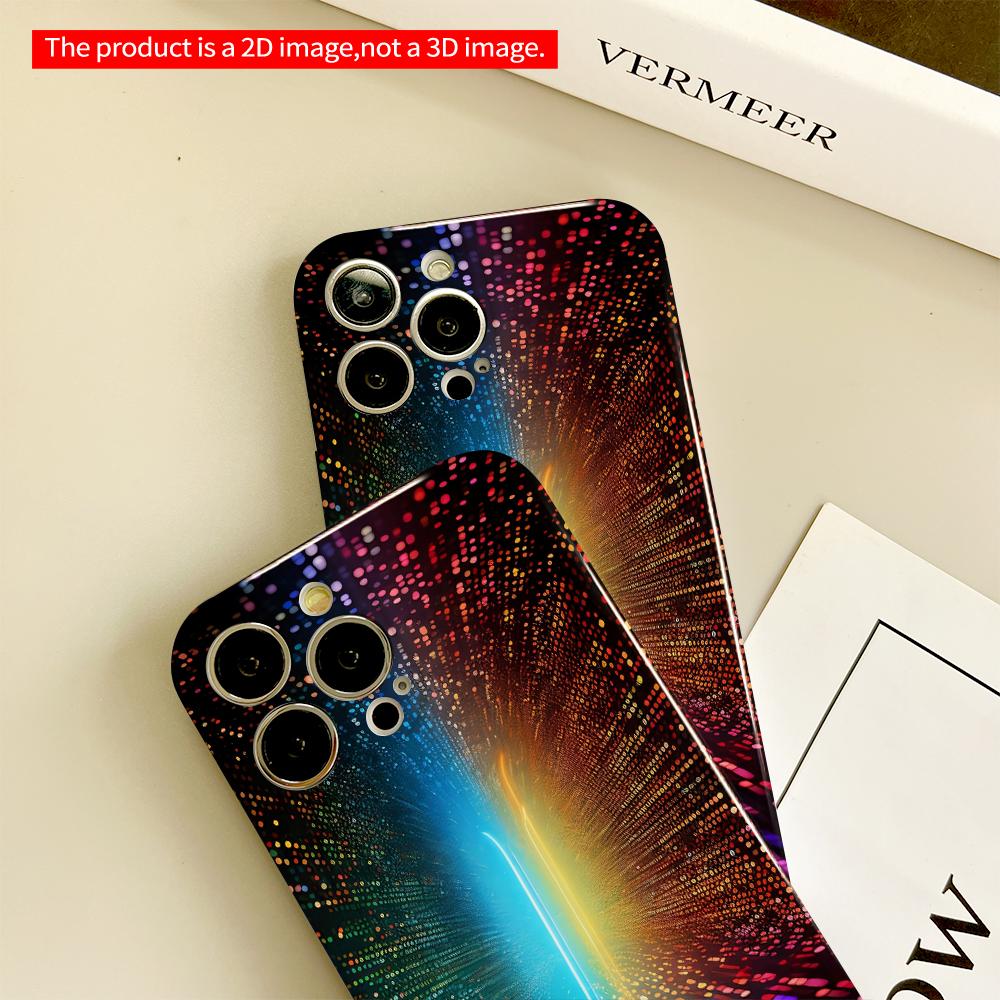 2DFlat Vibrant Neon Particle Tunnel Phone Case All inclusive film hard phone case, compatible with iPhone 18 Pro Max 17 16 15 14 13 12 11