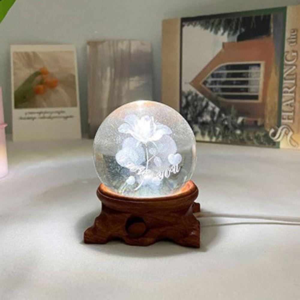 Wood LED USB Home Decoration Crystal Ball Base Crystal Ball Holder Crystal Sphere Base