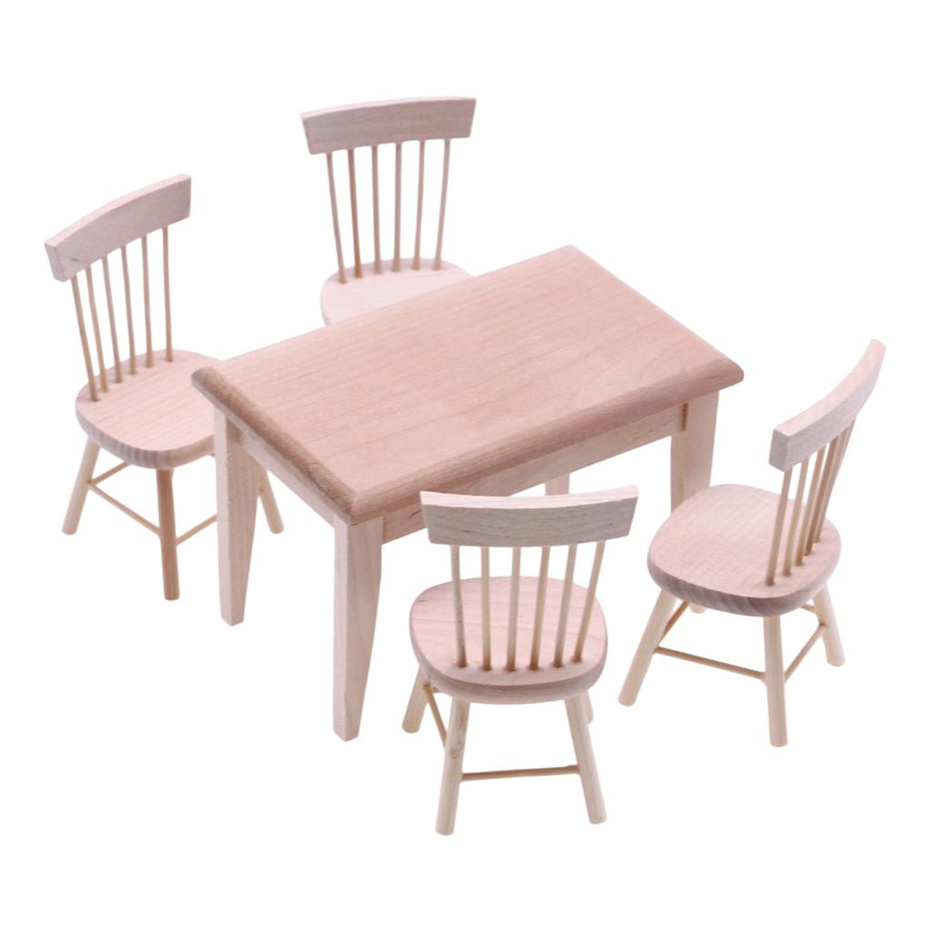 Handcrafted Miniature Wooden Table And Chair Set For Dollhouse Creative Play And Dining Room Scene Display Accessory