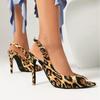 Sexy Leopard Women's Sandals Summer Shoes Thin High Heels Peep Toe Slippers Slingbacks Black Party Dance Wedding Shoes Female
