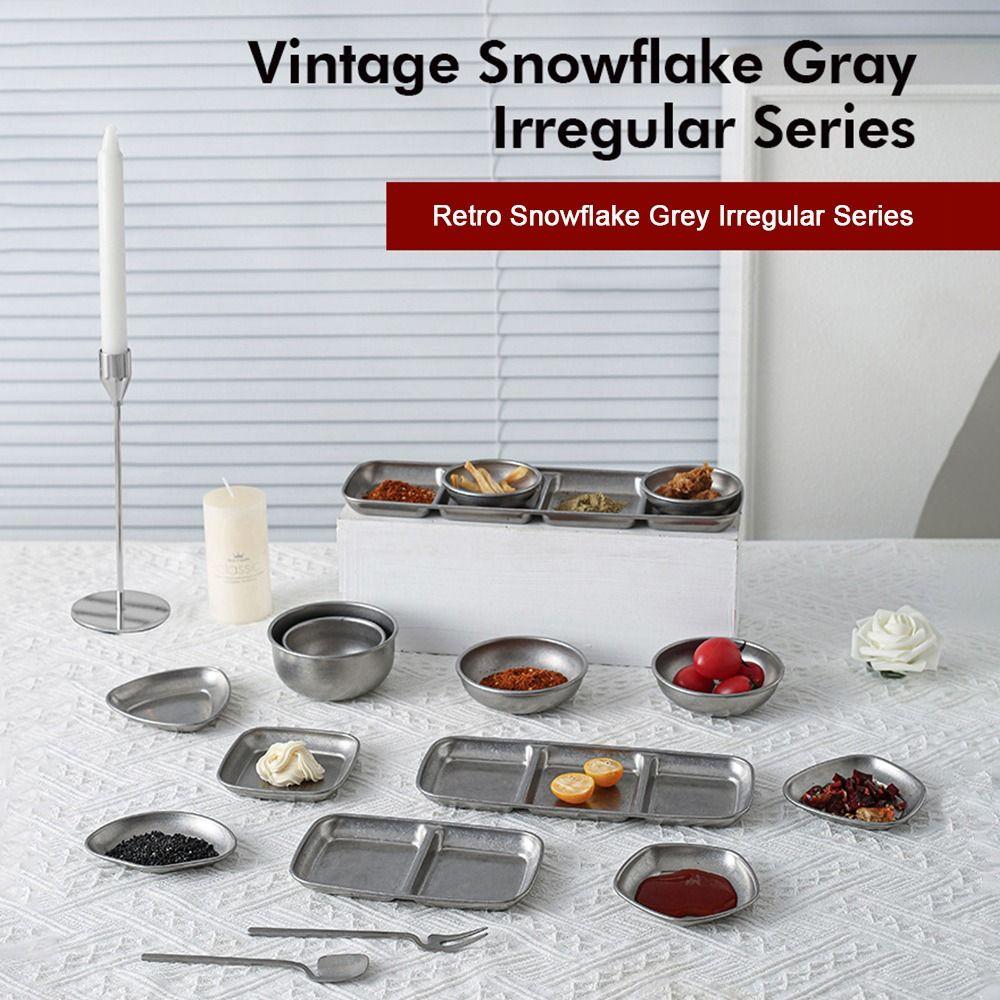 Многофункциональная винтажная металлическая обеденная тарелка, неправильная костяная посуда, ретро тарелки для еды, для обеда