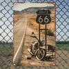 Винтажная металлическая жестяная вывеска 'Route Motorcycle' Ретро Декор стены для пустынного шоссе Художественная табличка байкера с эффектом состаривания для гаража Мужской комнаты