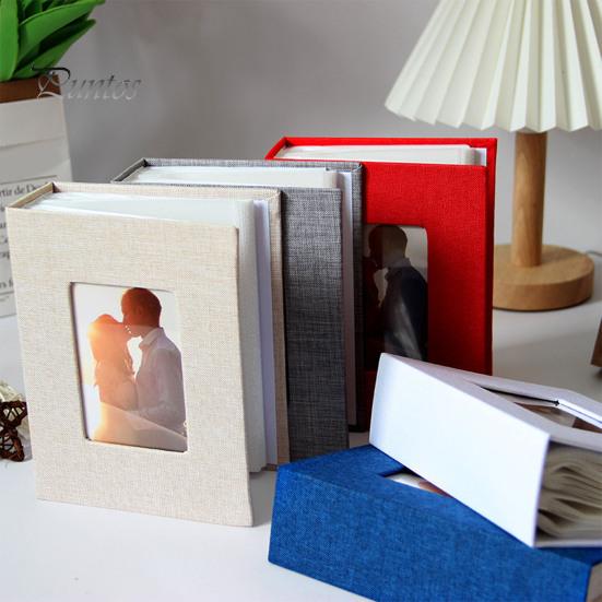 Slip-in Photo Album Linen Cover 50 Pages 100 Pockets 4x6-Inch Wedding Travel Baby Shower Kids Family Anniversary Picture Collection Book