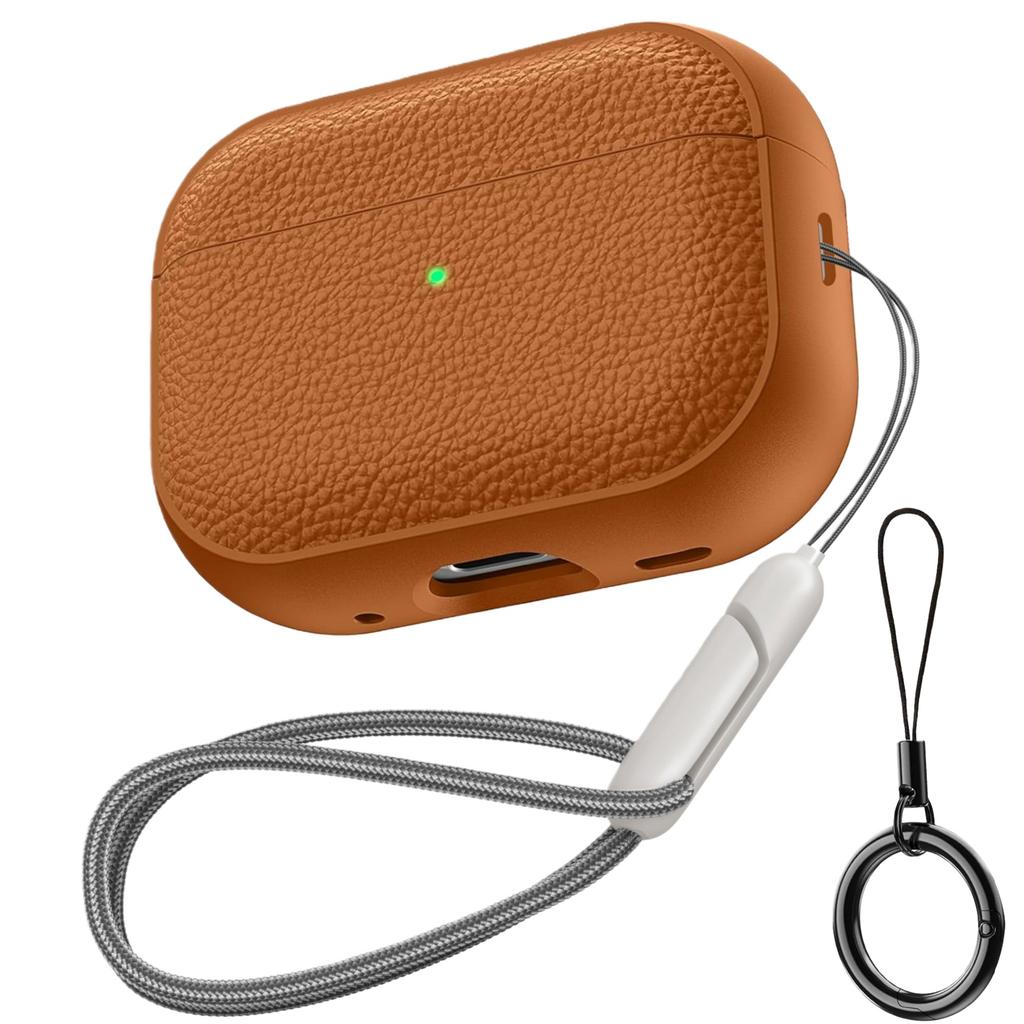 Чехол для наушников AirPods Pro 3/Pro2/Pro с кожаной текстурой, защитный чехол из ТПУ с брелоком и ремешком для AirPods 4-го поколения