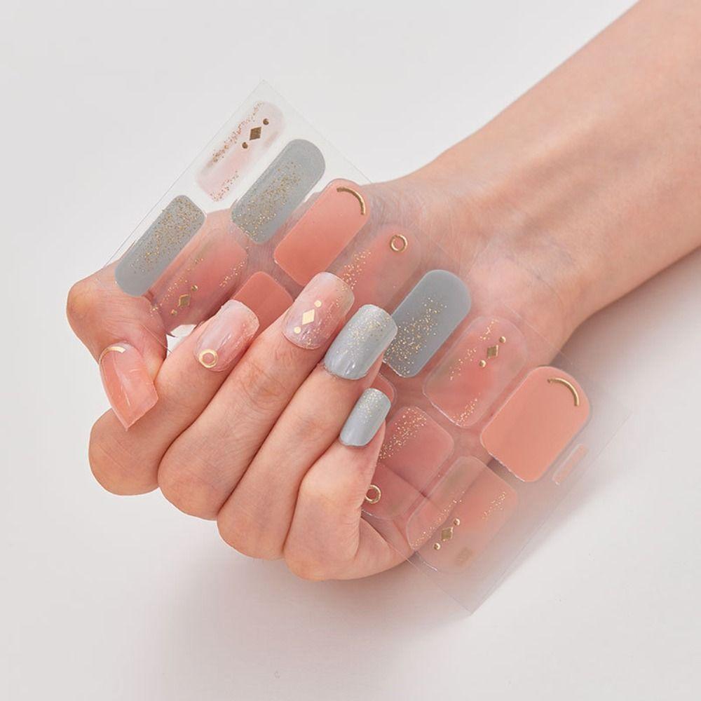 1 лист/14 шт. полоски гелевые наклейки для ногтей Bling Gel Полные обертывания для ногтей DIY Изготовление ногтей