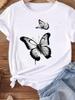 (Asian Size) Trend Butterfly Style Women Tee Top Clothing Casual T Shirt Fashion Printed Lady Female Graphic Short Sleeve T-shirts