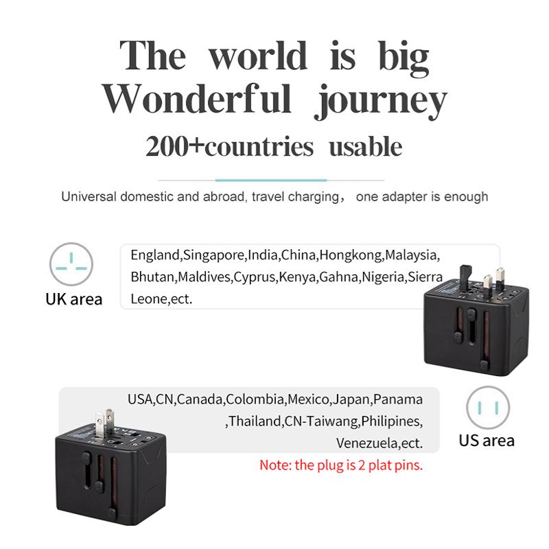 Universal Travel Plug Adapter with 3 USB Ports 1 Type C Ports Fast Charging Outlet Extender Power Adapter EU/UK/USA/AUS Plug for Travel