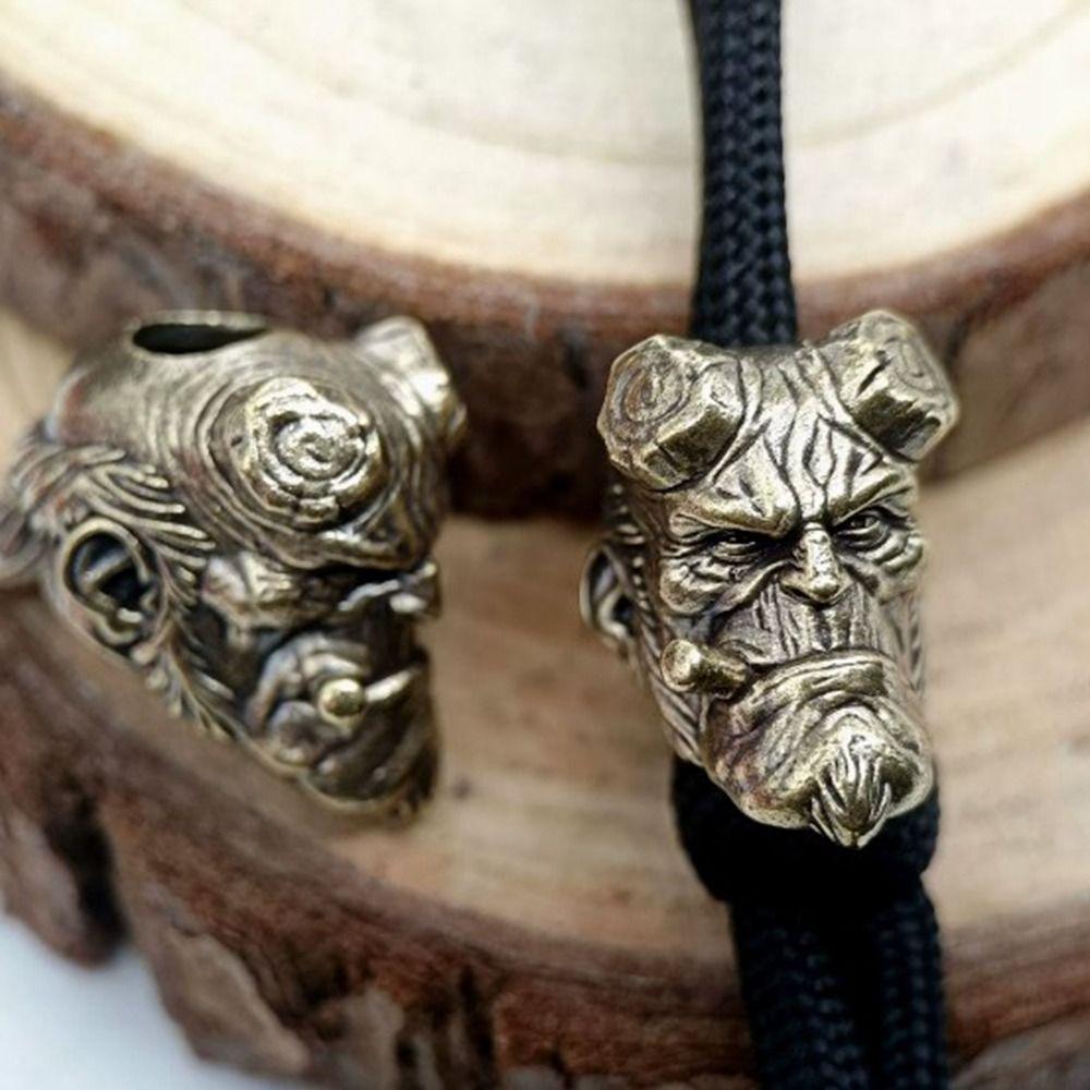 Charms Retro Skull Head Pendant Retro Animal Bear Dog Paracord Bead  EDC Outdoor Tool