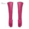 Fashion Lady Solid Color Faux Leather Full Finger Long Arm Gloves Stage Mittens