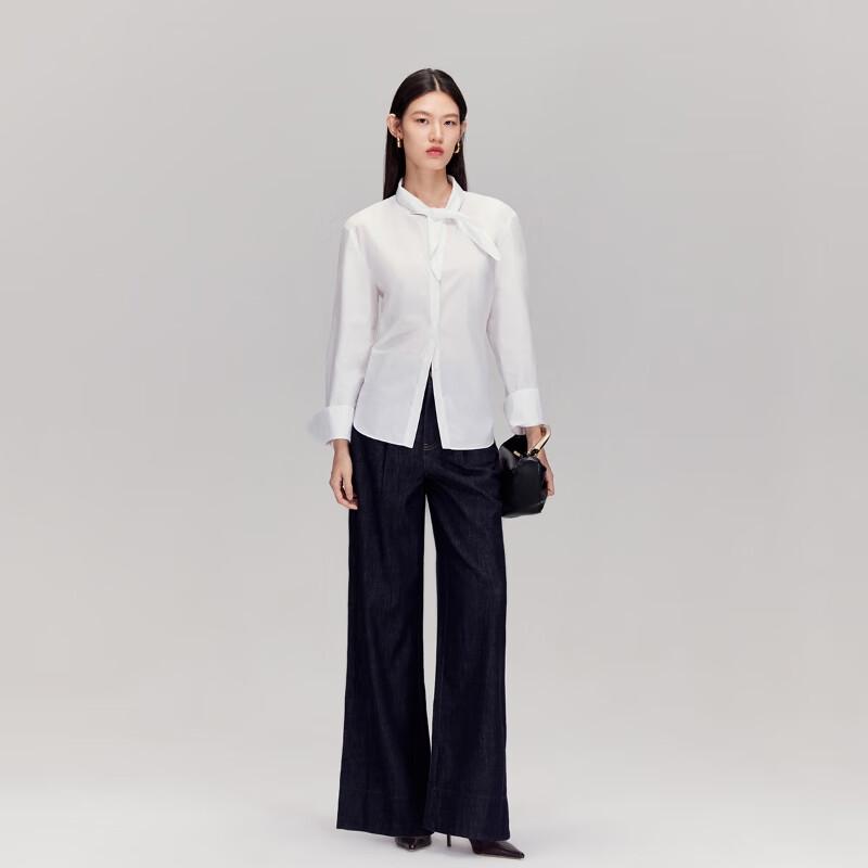 VEROMODA 2025 Autumn Stand Collar Bow Decor Blouse