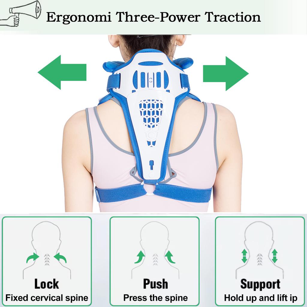 Neck Brace Support Orthosis, Adjustable Cervical Collar, Fixable Neck Posture Corrector, Traction Spine Alignment