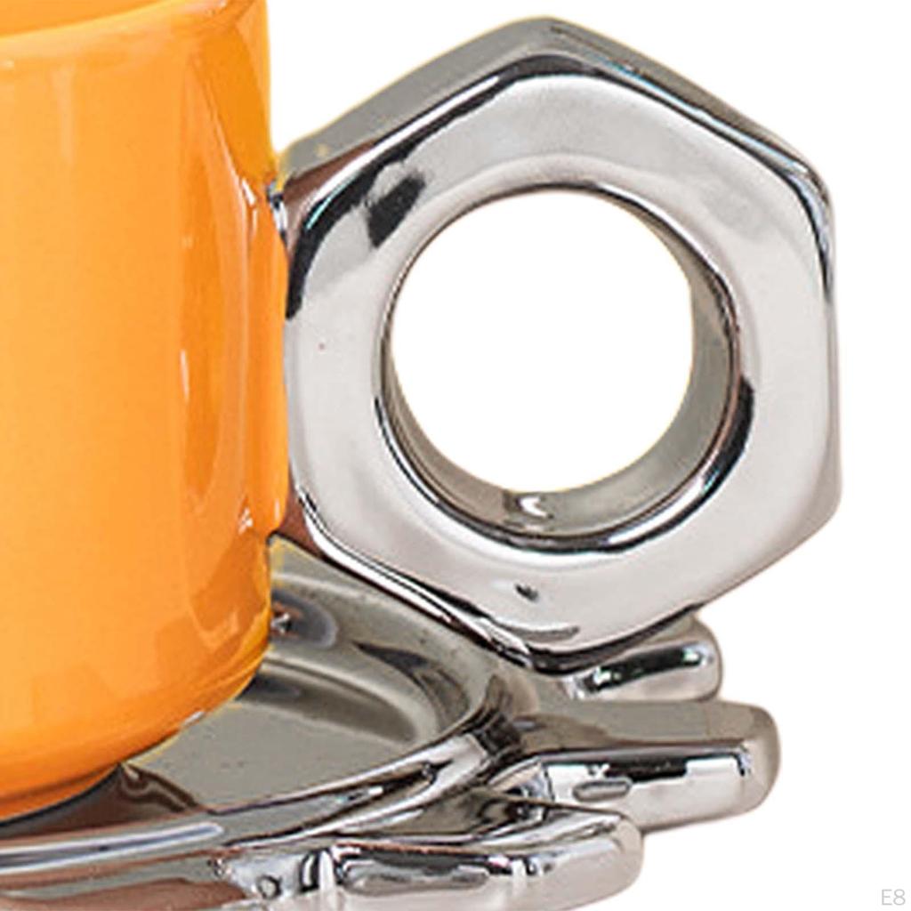 250ml Ceramic Coffee Cup with Saucer, Tea Fancy Handle, Office Juice