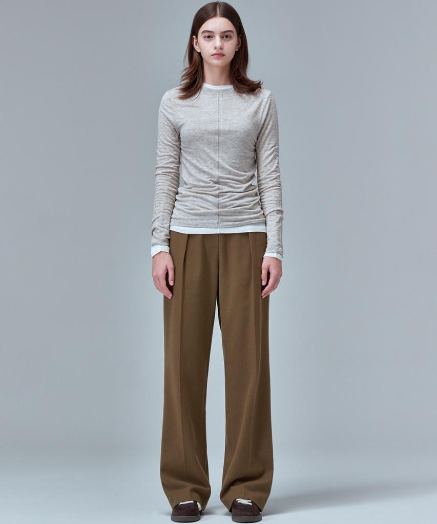 MALOUPE 2118 Широкие брюки на одной складке, двусторонние, из флиса (коричневый)