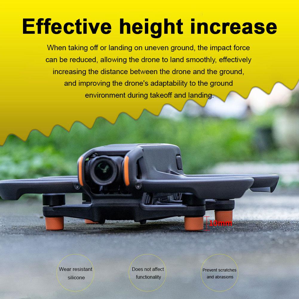 For DJI Avata 2 Drone Accessories Foot Pads Silicone Heighten 10mm Landing Gear Takeoff Protector Damping Protective