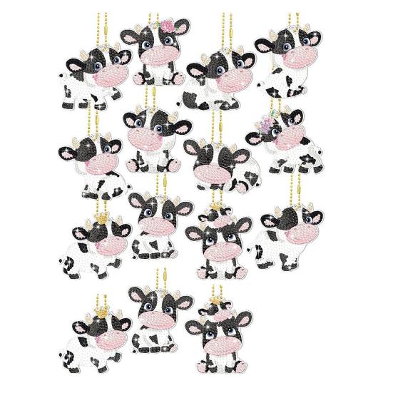 15 шт. рождественский брелок для ключей со стразами, набор для самостоятельной росписи, украшение для детей, семейный набор «Горячая корова какао»