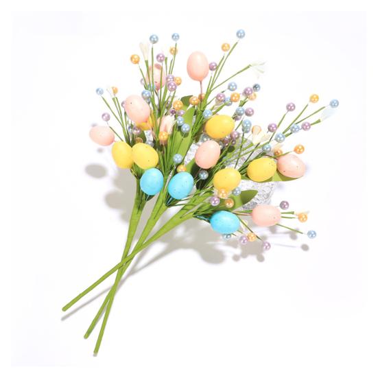 1Pc/3Pcs Artificial Easter Berry Stems with Foam Eggs Decor Spring Faux Floral Picks for Home Centerpiece Vase Arrangements Easter Table Decor