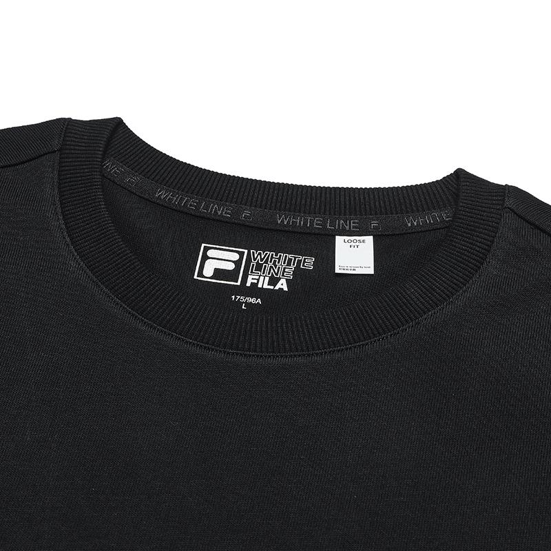 Fila Оригинальная удобная свободная повседневная футболка с длинным рукавом Мужские топы Черный F51U539213F-BK