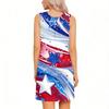 Sleeveless Tear Away Dress for Women Post Shoulder Surgery Independence Day Printed Knee Length Casual Dress with Side Slit