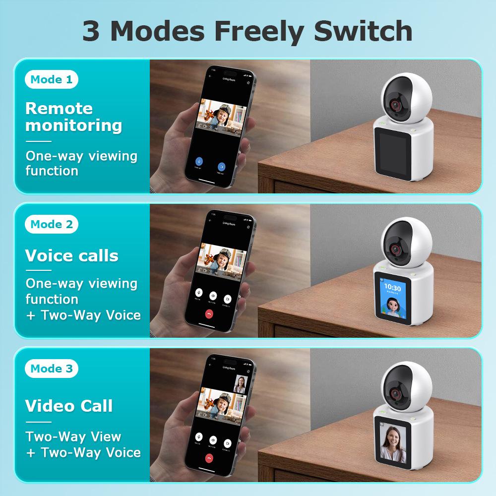 HD 2.8Inch Screen One Key Call Video Phone Wireless PTZ IP Dome Camera AI Humanoid Elder Care Baby Monitor