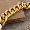 32mm Waterproof Gold Color Stainless Steel Metal on Hand Bracelets for Man Curb Cuban Link Chain Hip Hop Wristband Bangle Jewelry Men
