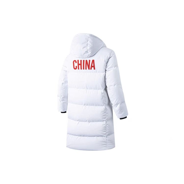 Anta Серия Звезда Национальный Флаг Длинный Рукав Средней Длины Теплая Куртка Пуховик с Капюшоном Унисекс Верхняя Одежда Белый 152040929-1