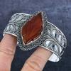 Natural Carnelian Carving 925 Sterling Silver Cuff Bangle Adjustable B1I73