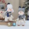 Christmas Snowman Doll Plush Toy Stuffed Snowman Figurine Xmas Ornaments for Home Decorations Tabletop Centerpieces Fireplace Party