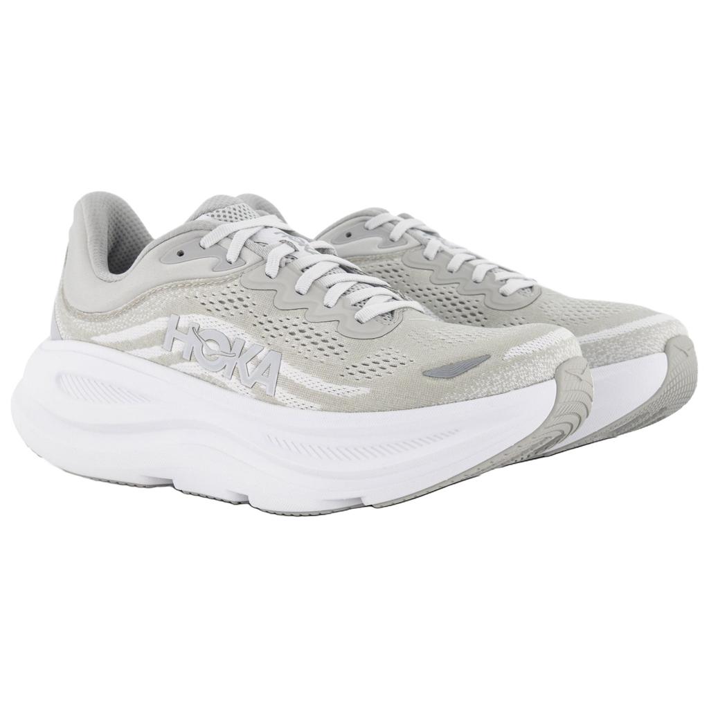 Hoka One One Bondi 9 Удобные Прочные Дышащие Беговые Кроссовки Мужские Кроссовки Серый Серебристый Белый 1162011-CRDS