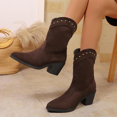 Ботильоны женские зимние 2025 новые модные на высоком каблуке в британском стиле с острым носком, на толстом каблуке-рюмке, мартинсы большого размера с заклепками