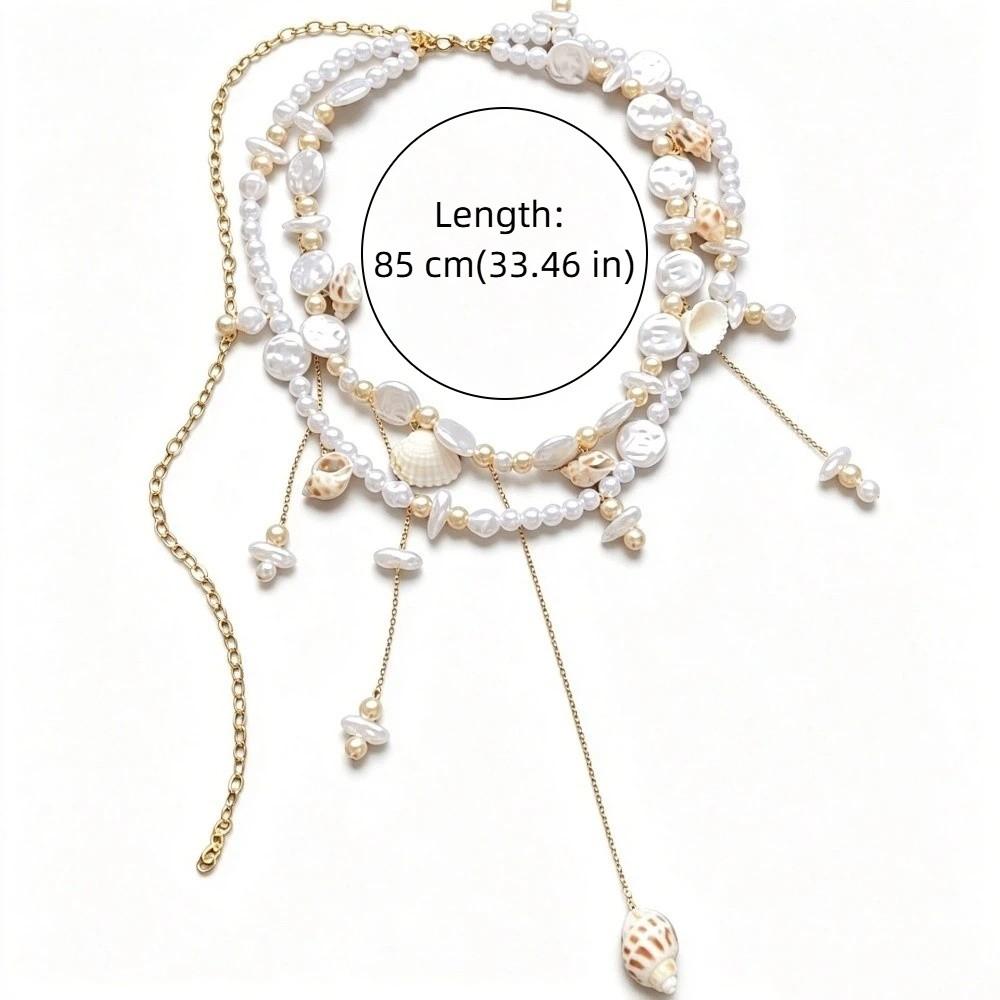Elegant Double Layer Seashell Waist Chain Starfish Belly Chain Niche Ocean Themed Body Chain  Beach