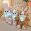 Cute Companion Sleeping Animal Dolls Wearing Bibs Rabbits Lighting Sound Recording Soft Comfortable Stuffed Toy Pillows Kid Gift
