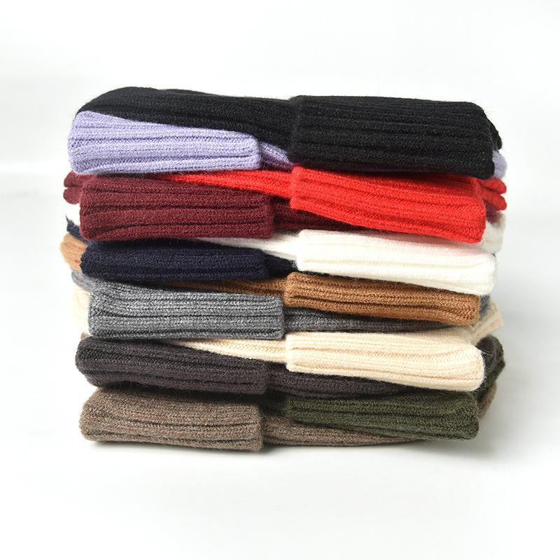 Унисекс Однотонная Вязаная Шапка-Бини на Осень/Зиму с Ушками, Парная Цельная Зимняя Велосипедная Шапка-Бини, Ветрозащитная Цельная Шапка-Бини для Холодной Погоды